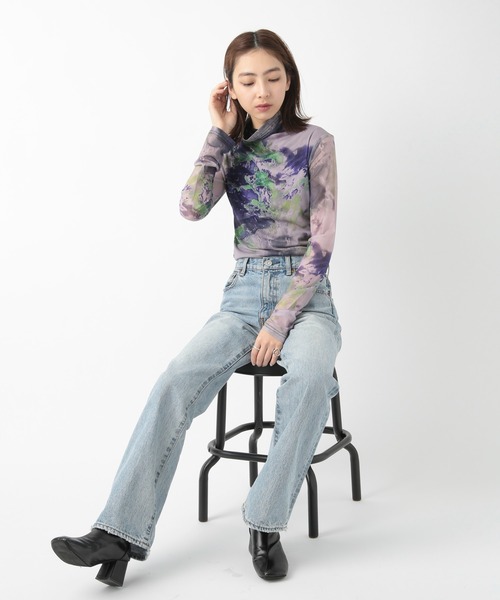 SETUP7(セットアップセブン)の「【SETUP7】シアートップス SCCH483(Tシャツ/カットソー・レディース・マルチ/パープル・FREE)」の6枚目の写真