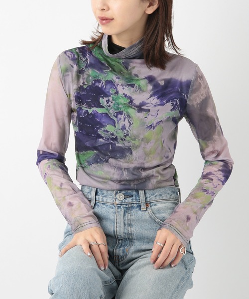 SETUP7(セットアップセブン)の「【SETUP7】シアートップス SCCH483(Tシャツ/カットソー・レディース・マルチ/パープル・FREE)」の4枚目の写真