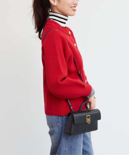 Chez toi（シェトワ）の「GLDボタン軽量ニットクルーカーディガン（ニット/セーター・レディース・アイボリー/レッド/ネイビー/ブラック・FREE）」の10枚目の写真