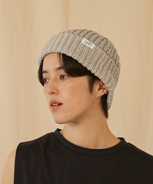 arth(アース)の「arth Recycle Co Rib Watch / アース(ニットキャップ/ビーニー・メンズ・ピンク/レッド/イエロー/ライトベージュ/ブラック・57~59cm)」の2枚目の写真