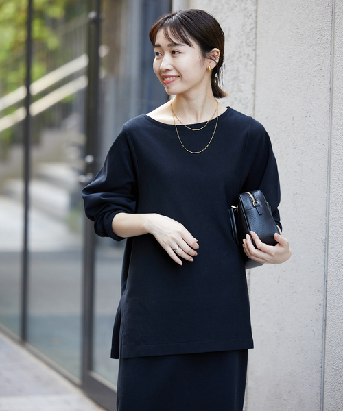 SLOBE IENA（スローブイエナ）の「40/-ポンチボートネックニュアンスプルオーバー（Tシャツ/カットソー・レディース・ホワイト/ベージュ/ブラック・FREE）」の4枚目の写真