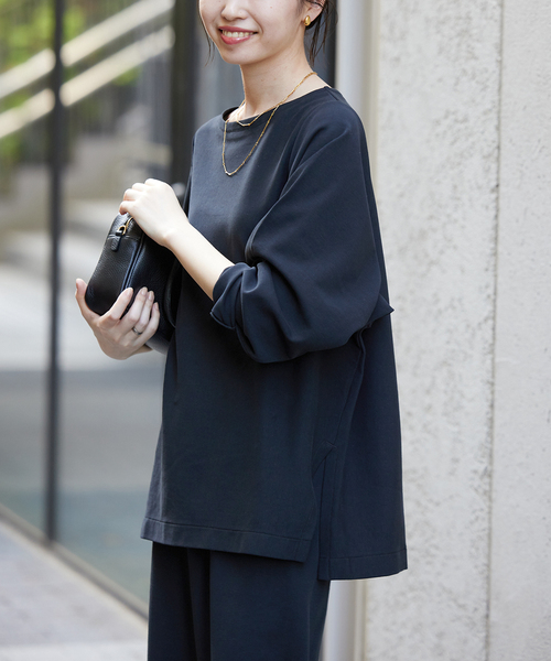 SLOBE IENA（スローブイエナ）の「40/-ポンチボートネックニュアンスプルオーバー（Tシャツ/カットソー・レディース・ホワイト/ベージュ/ブラック・FREE）」の8枚目の写真