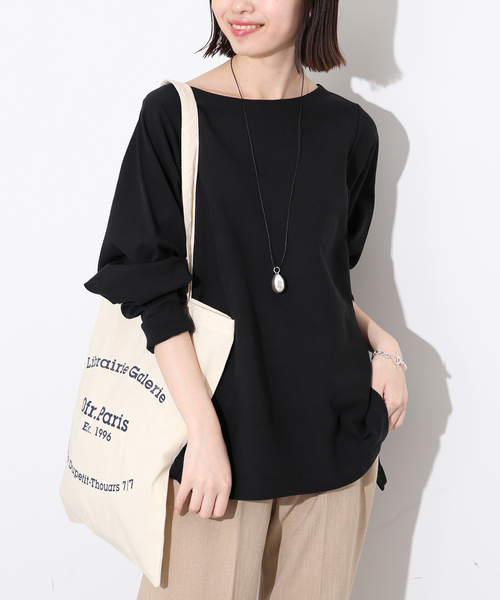 SLOBE IENA 40/-ポンチボートネックニュアンスプルオーバー SLOBE IENA（スローブイエナ）の「40/-ポンチボートネック