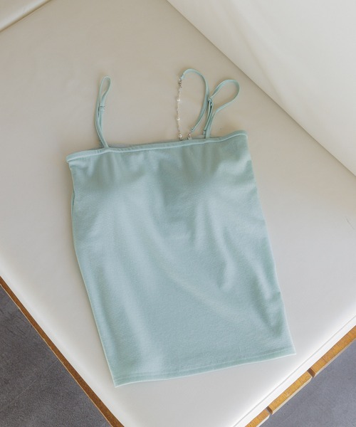 mysty woman（ミスティウーマン）の「ビジューストリングラメキャミ　108218（キャミソール・レディース・ブラック/アイボリー/ライトグリーン・FREE）」の3枚目の写真