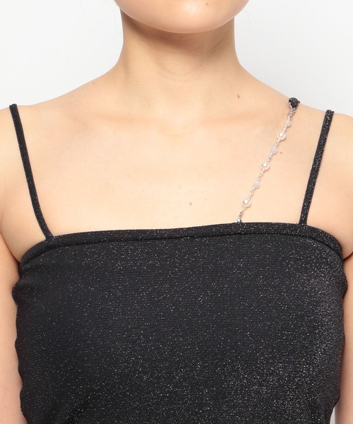 mysty woman（ミスティウーマン）の「ビジューストリングラメキャミ　108218（キャミソール・レディース・ブラック/アイボリー/ライトグリーン・FREE）」の10枚目の写真