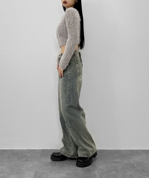 LVEU.（ラブユ.）の「【LVEU.】切り替えデザインウォッシュデニムパンツ / ボトムス デニム パンツ ヴィンテージ インディゴ ワイド ルーズ ブルー（デニムパンツ・レディース・ブルー・FREE）」の6枚目の写真