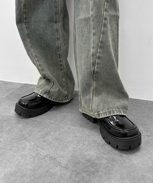 LVEU.（ラブユ.）の「【LVEU.】切り替えデザインウォッシュデニムパンツ / ボトムス デニム パンツ ヴィンテージ インディゴ ワイド ルーズ ブルー（デニムパンツ・レディース・ブルー・FREE）」の11枚目の写真