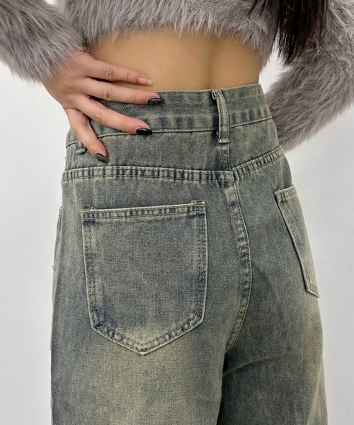 LVEU.（ラブユ.）の「【LVEU.】切り替えデザインウォッシュデニムパンツ / ボトムス デニム パンツ ヴィンテージ インディゴ ワイド ルーズ ブルー（デニムパンツ・レディース・ブルー・FREE）」の12枚目の写真