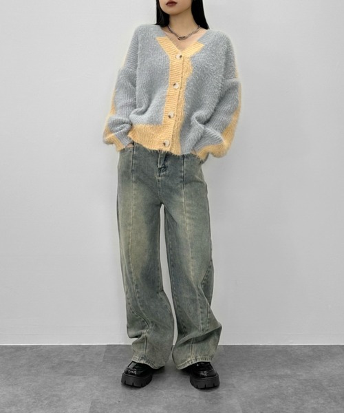 LVEU.（ラブユ.）の「【LVEU.】切り替えデザインウォッシュデニムパンツ / ボトムス デニム パンツ ヴィンテージ インディゴ ワイド ルーズ ブルー（デニムパンツ・レディース・ブルー・FREE）」の15枚目の写真