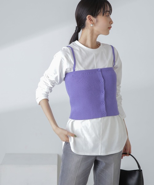 NANO universe（ナノユニバース）の「3WAYニットビスチェセットTee（Tシャツ/カットソー・レディース・ベージュ/パープル/ブラック・FREE）」の18枚目の写真