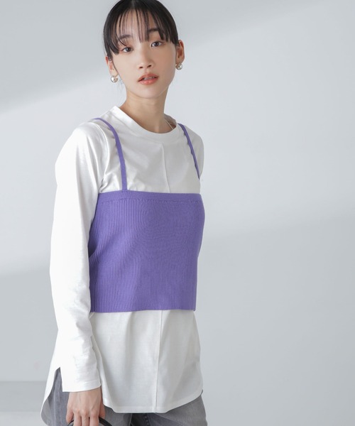 NANO universe（ナノユニバース）の「3WAYニットビスチェセットTee（Tシャツ/カットソー・レディース・ベージュ/パープル/ブラック・FREE）」の19枚目の写真