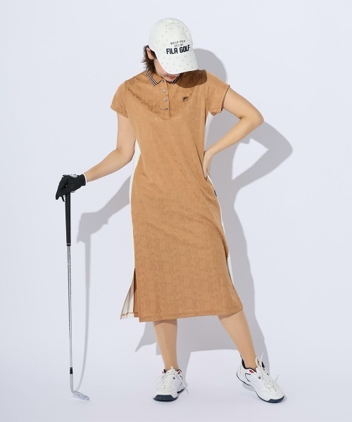 FILAGOLF イエローポロシャツとバーディハントの新品スカートセット セール】 【MEN】【吸水速乾/UVカット】YELL総柄プリント