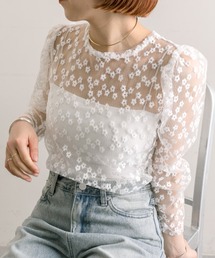 【3色展開】レースパワショルブラウス