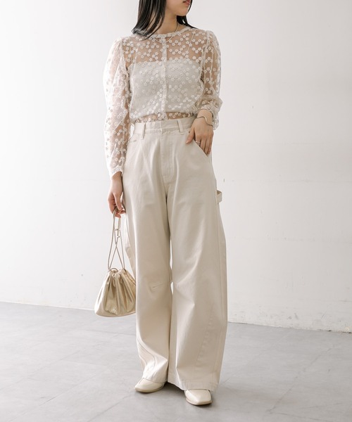 mystic（ミスティック）の「【3色展開】レースパワショルブラウス（シャツ/ブラウス・レディース・オフホワイト/ベージュ/ブラック・FREE）」の13枚目の写真