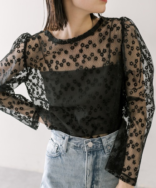 mystic（ミスティック）の「【3色展開】レースパワショルブラウス（シャツ/ブラウス・レディース・オフホワイト/ベージュ/ブラック・FREE）」の14枚目の写真