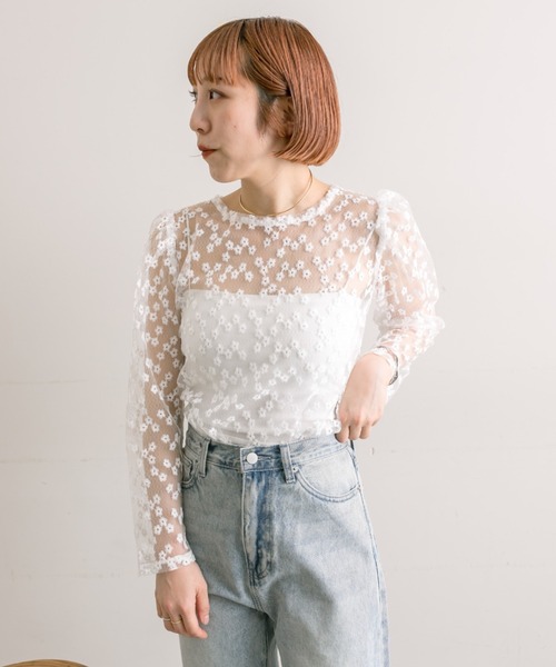 mystic（ミスティック）の「【3色展開】レースパワショルブラウス（シャツ/ブラウス・レディース・オフホワイト/ベージュ/ブラック・FREE）」の17枚目の写真