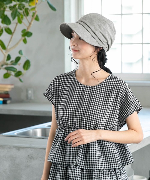 QUEENHEAD(クイーンヘッド)の「つば広シンプルキャスケット(キャスケット・レディース・ブラック/グレー/ブラウン/ナチュラル・X-LARGE/XX-LARGE/FREE)」の15枚目の写真