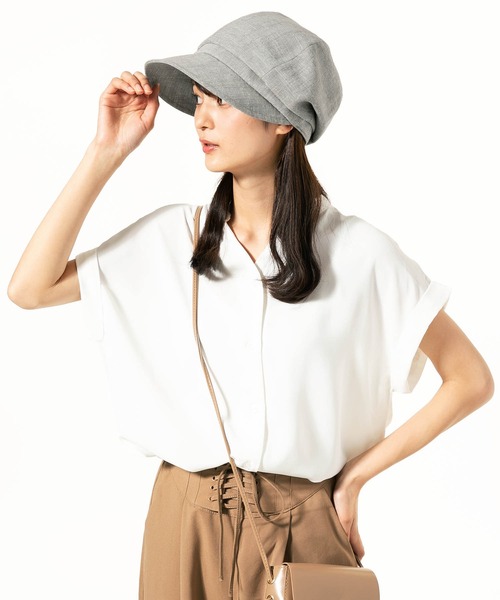 QUEENHEAD(クイーンヘッド)の「つば広シンプルキャスケット(キャスケット・レディース・ブラック/グレー/ブラウン/ナチュラル・X-LARGE/XX-LARGE/FREE)」の19枚目の写真