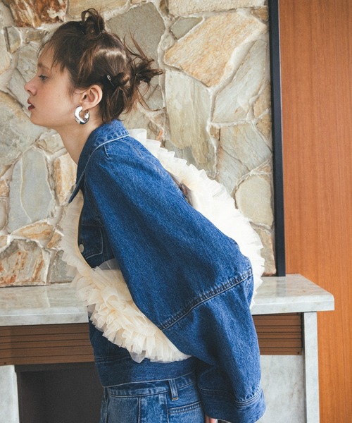 VIS（ビス）の「CASUAL チュールフリルショルダー（ショルダーバッグ・レディース・ブラック/キナリ・FREE）」の12枚目の写真