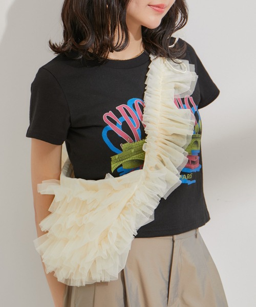 VIS（ビス）の「CASUAL チュールフリルショルダー（ショルダーバッグ・レディース・ブラック/キナリ・FREE）」の18枚目の写真