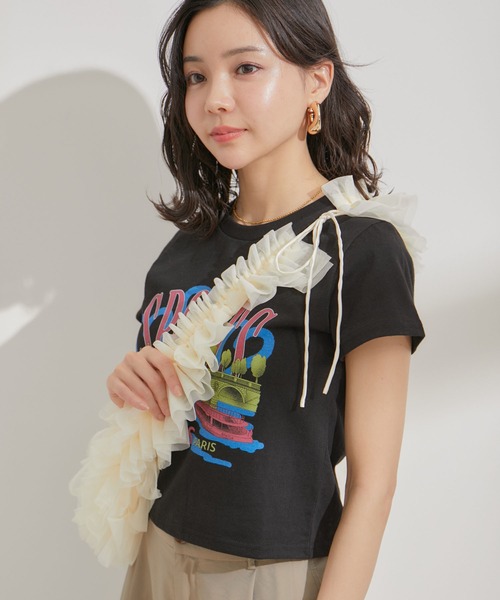 VIS（ビス）の「CASUAL チュールフリルショルダー（ショルダーバッグ・レディース・ブラック/キナリ・FREE）」の21枚目の写真