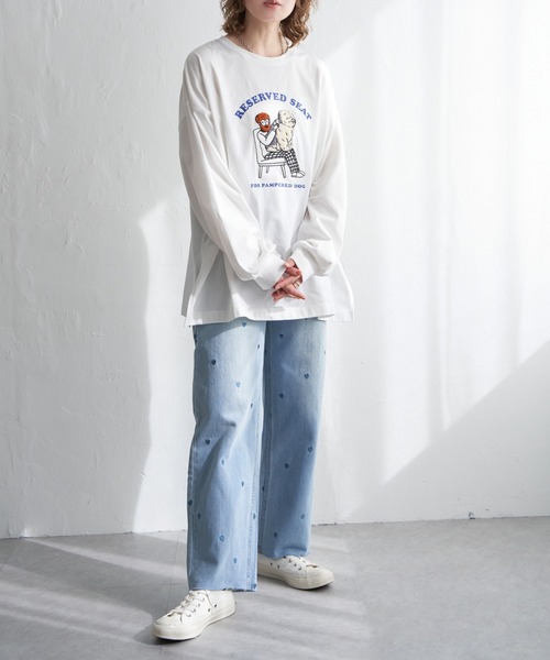 notch.（ノッチ）の「ワンコとおじさんサガラ刺繍ロンT（Tシャツ