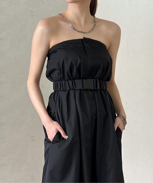 Per sist ence（パーシエンス）の「ベルト付きナイロンベアトップジャンスカ（ワンピース・レディース・オフホワイト/グレー/ブラック/グレイッシュベージュ/カーキ・FREE）」の8枚目の写真