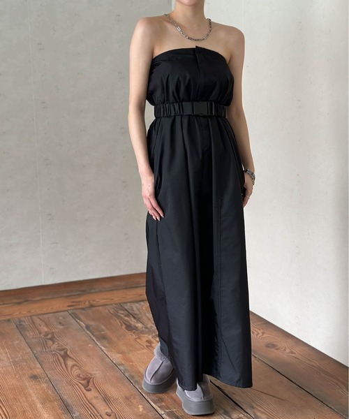 Per sist ence（パーシエンス）の「ベルト付きナイロンベアトップジャンスカ（ワンピース・レディース・オフホワイト/グレー/ブラック/グレイッシュベージュ/カーキ・FREE）」の10枚目の写真