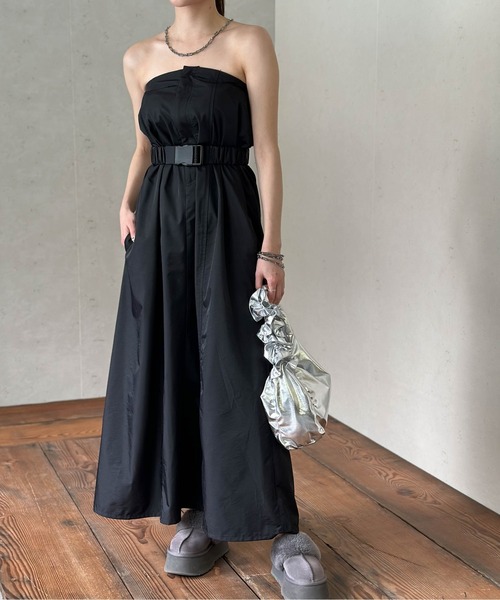 Per sist ence（パーシエンス）の「ベルト付きナイロンベアトップジャンスカ（ワンピース・レディース・オフホワイト/グレー/ブラック/グレイッシュベージュ/カーキ・FREE）」の13枚目の写真