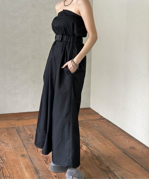 Per sist ence（パーシエンス）の「ベルト付きナイロンベアトップジャンスカ（ワンピース・レディース・オフホワイト/グレー/ブラック/グレイッシュベージュ/カーキ・FREE）」の7枚目の写真