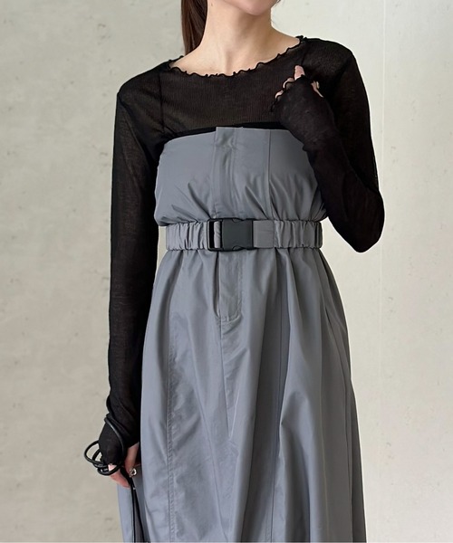 Per sist ence（パーシエンス）の「ベルト付きナイロンベアトップジャンスカ（ワンピース・レディース・オフホワイト/グレー/ブラック/グレイッシュベージュ/カーキ・FREE）」の19枚目の写真