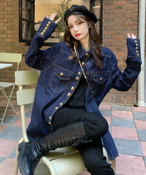 Miniministore（ミニミニストア）の「デニムシャツレディース デニムジャケット（デニムジャケット・レディース・インディゴブルー/サックスブルー・FREE）」の2枚目の写真