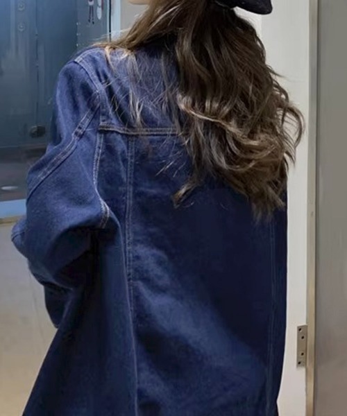 Miniministore（ミニミニストア）の「デニムシャツレディース デニムジャケット（デニムジャケット・レディース・インディゴブルー/サックスブルー・FREE）」の12枚目の写真