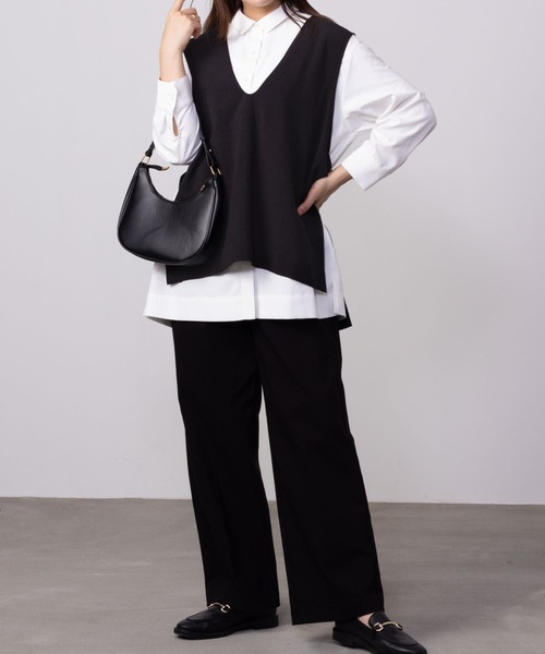 HusHusH（ハッシュアッシュ）の「HusHusH ハッシュアッシュ リネンライクジレ（ベスト・レディース・ブラック/アイボリー・L/M/S）」の12枚目の写真