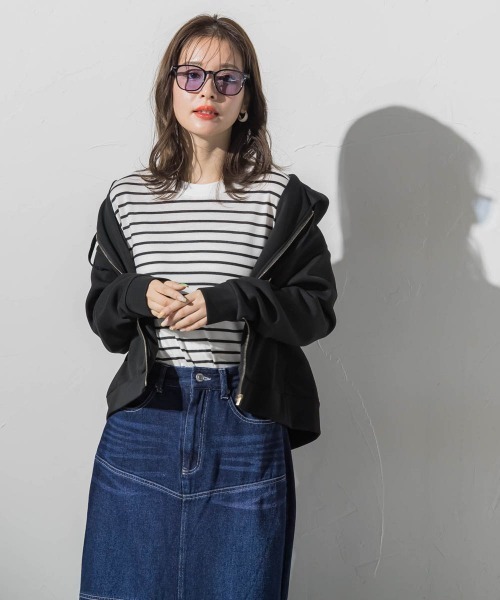 VICKY(ビッキー)の「【春アウター】ダンボールZIPパーカー《セットアップ対応/手洗い可能》(パーカー・レディース・ブラック/グレー/カーキ・M)」の8枚目の写真