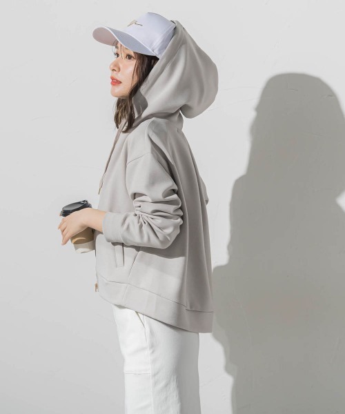 VICKY(ビッキー)の「【春アウター】ダンボールZIPパーカー《セットアップ対応/手洗い可能》(パーカー・レディース・ブラック/グレー/カーキ・M)」の15枚目の写真