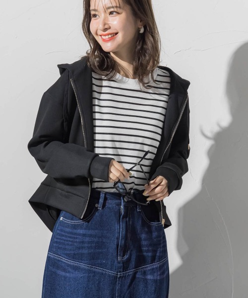 VICKY(ビッキー)の「【春アウター】ダンボールZIPパーカー《セットアップ対応/手洗い可能》(パーカー・レディース・ブラック/グレー/カーキ・M)」の4枚目の写真