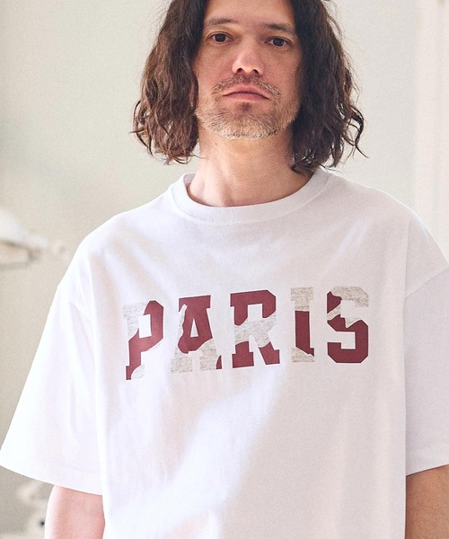 CAMBIO(カンビオ)の「mt8926- ビッグシルエットプリントTシャツ(PARIS)(Tシャツ/カットソー・メンズ・ブラック/ホワイト/ネイビー・S/M/L/XL)」の1枚目の写真