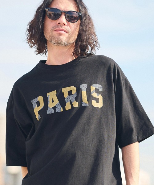 CAMBIO(カンビオ)の「mt8926- ビッグシルエットプリントTシャツ(PARIS)(Tシャツ/カットソー・メンズ・ブラック/ホワイト/ネイビー・S/M/L/XL)」の4枚目の写真