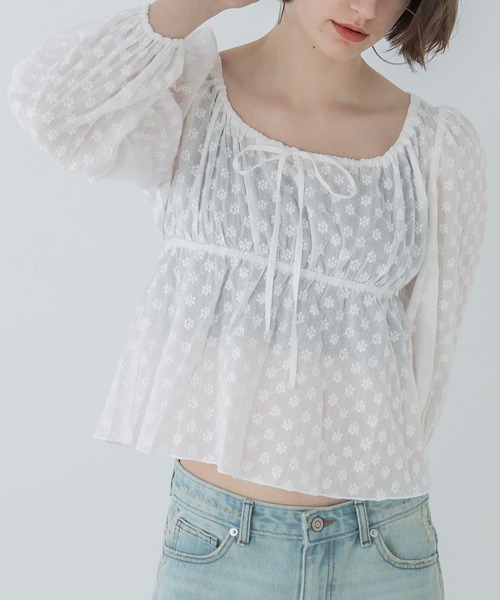 coca（coca）（コカ）の「フラワー刺繍コットンブラウス（シャツ/ブラウス・レディース・イエロー/ホワイト・L/M）」の10枚目の写真