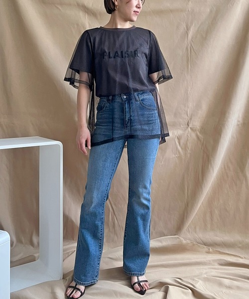 ラメチュールレイヤードロゴTシャツ（Tシャツ/カットソー）｜LHELBIE（レルビエ）