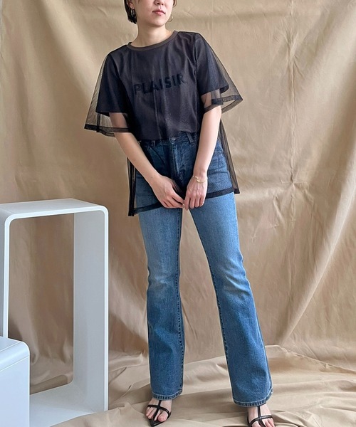 ラメチュールレイヤードロゴTシャツ（Tシャツ/カットソー）｜LHELBIE（レルビエ）