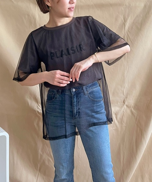 ラメチュールレイヤードロゴTシャツ（Tシャツ/カットソー）｜LHELBIE（レルビエ）