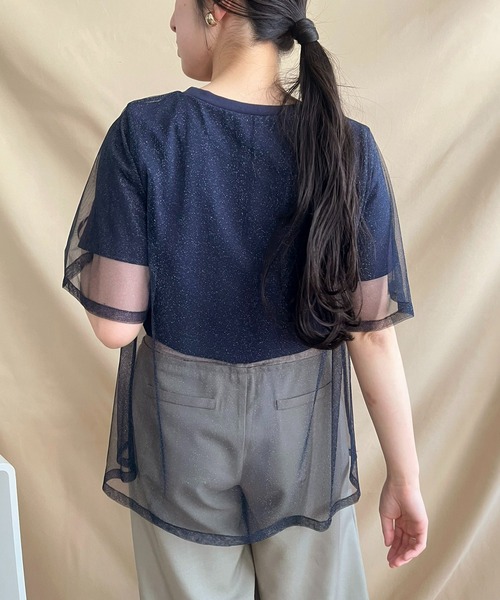 ラメチュールレイヤードロゴTシャツ（Tシャツ/カットソー）｜LHELBIE（レルビエ）