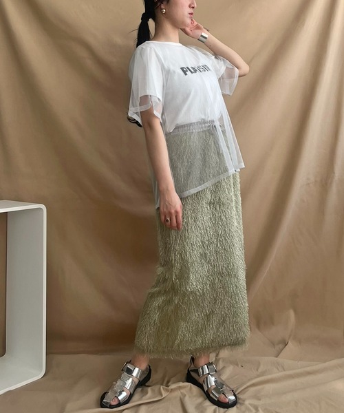 ラメチュールレイヤードロゴTシャツ（Tシャツ/カットソー）｜LHELBIE（レルビエ）