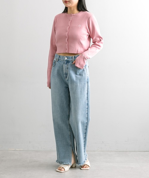 mline（エムライン）の「【4色展開】[mline]NEW刺繍ロゴカーディガン（カーディガン/ボレロ・レディース・チャコールグレー/ピンク/イエロー/アイボリー・FREE）」の16枚目の写真