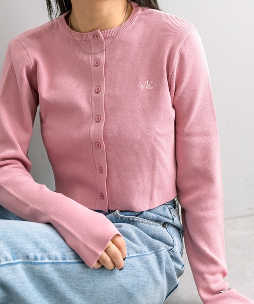 mline（エムライン）の「【4色展開】[mline]NEW刺繍ロゴカーディガン（カーディガン/ボレロ・レディース・チャコールグレー/ピンク/イエロー/アイボリー・FREE）」の21枚目の写真