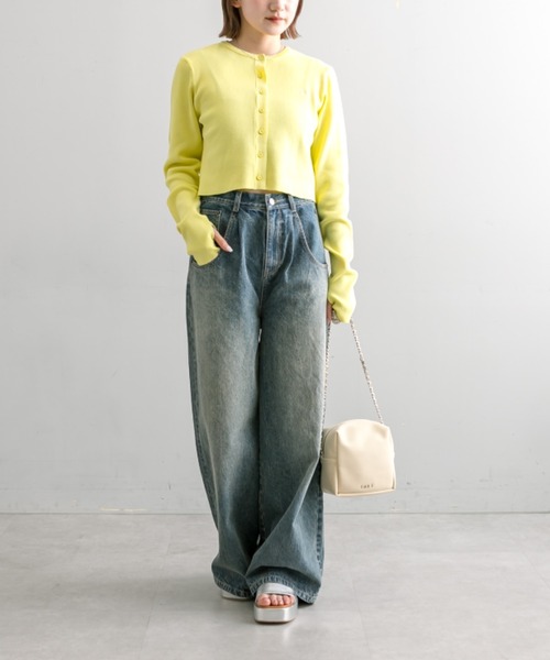 mline（エムライン）の「【4色展開】[mline]NEW刺繍ロゴカーディガン（カーディガン/ボレロ・レディース・チャコールグレー/ピンク/イエロー/アイボリー・FREE）」の8枚目の写真