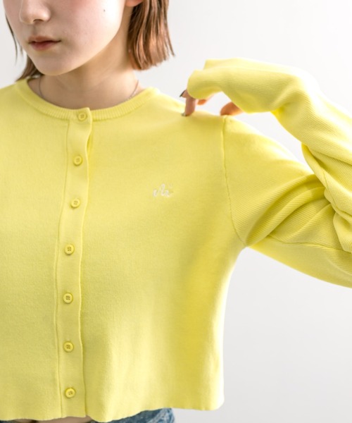 mline（エムライン）の「【4色展開】[mline]NEW刺繍ロゴカーディガン（カーディガン/ボレロ・レディース・チャコールグレー/ピンク/イエロー/アイボリー・FREE）」の6枚目の写真