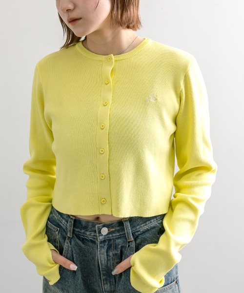 mline（エムライン）の「【4色展開】[mline]NEW刺繍ロゴカーディガン（カーディガン/ボレロ・レディース・チャコールグレー/ピンク/イエロー/アイボリー・FREE）」の5枚目の写真